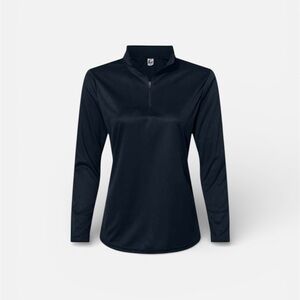 Women's Quarter Zip Navy Long Sleeve Top